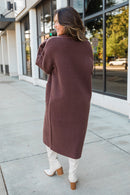 Pink Lily Brown Long Sweater Coat (XL)
