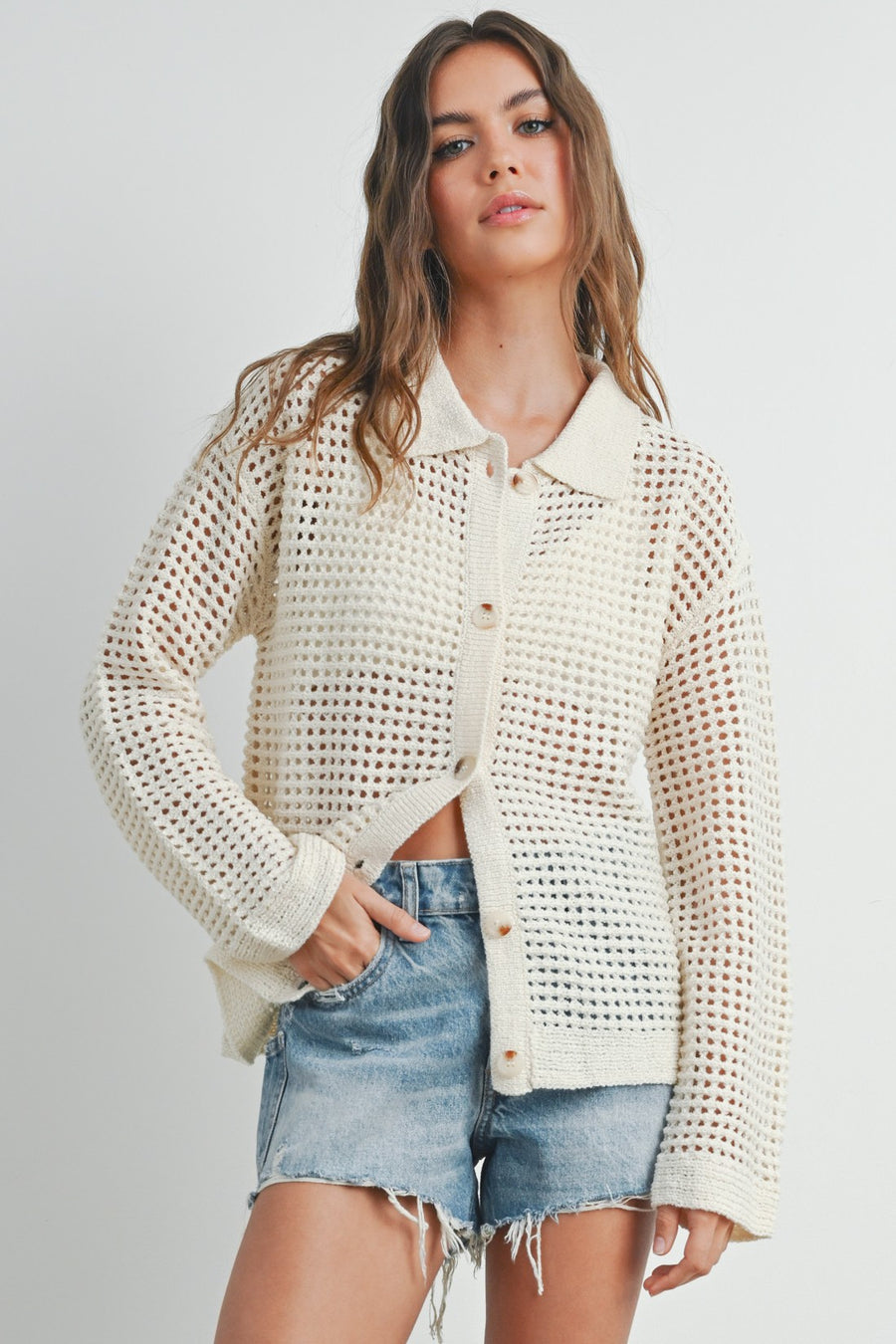 Oversized Open Knit Cardigan (S)