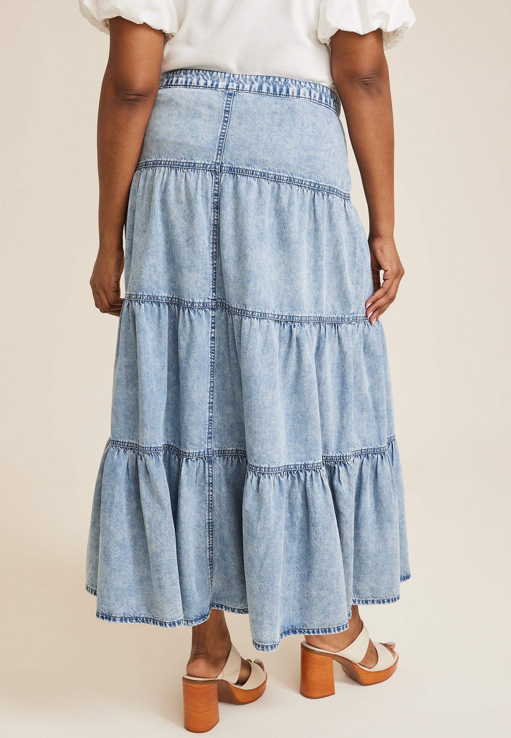 Denim Tiered Maxi Skirt (12)
