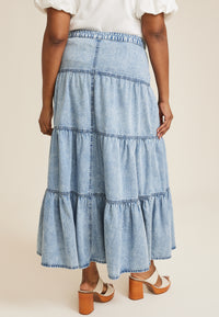 Denim Tiered Maxi Skirt (12)