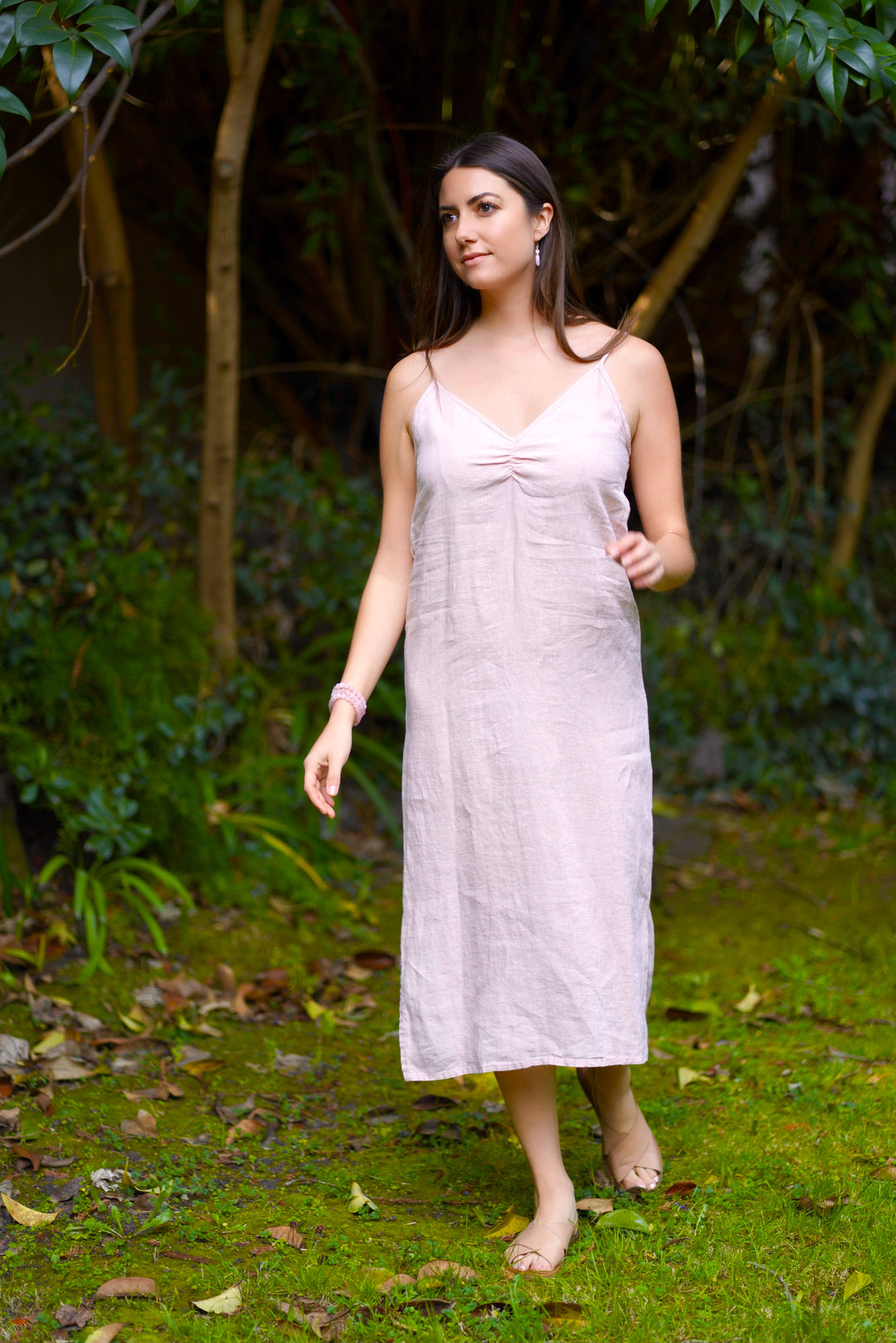 NEW Blush Linen Midi Dress (L)