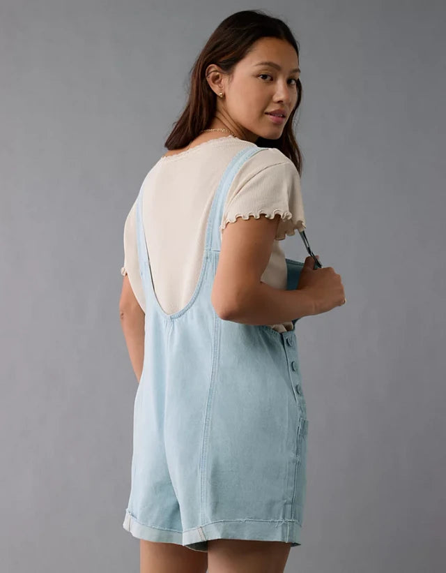 Light Wash Denim Shortalls (S)