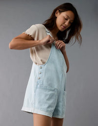 Light Wash Denim Shortalls (S)
