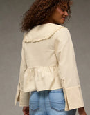 Cream Corduroy Tie Front Blouse (M)