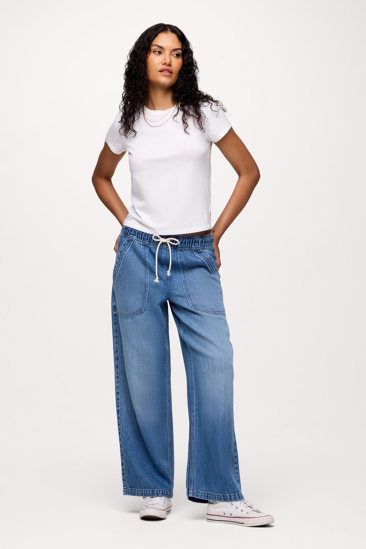 Nuuds Wide Leg Drawstring Jeans (XS)