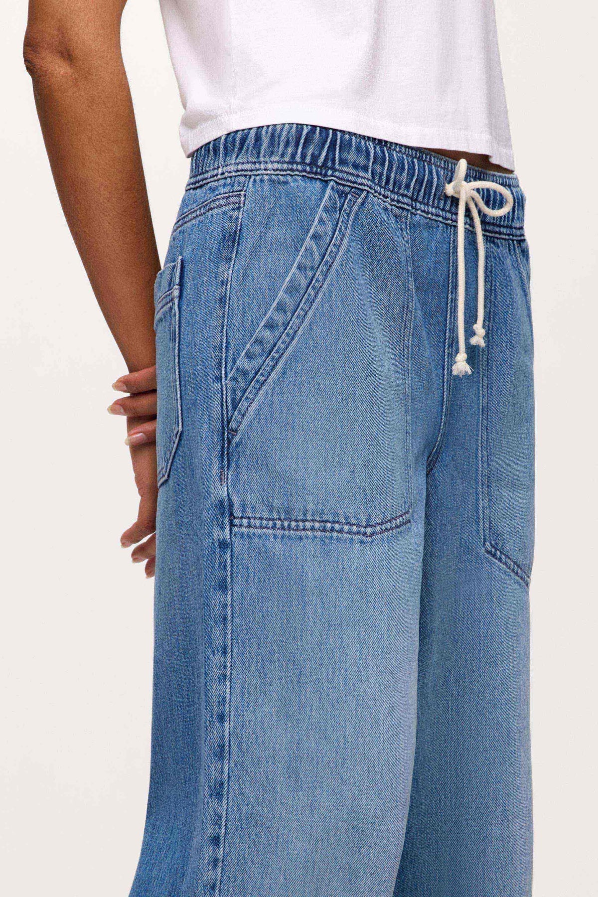 Nuuds Wide Leg Drawstring Jeans (XS)