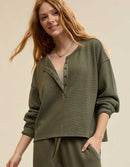 Aerie Olive Henley Sweatshirt (L)