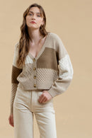 Blu Pepper Neutral Cable Knit Cardigan (M)