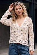 Crochet Knit Button Front Cardigan (M)