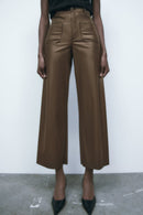 Zara Leather Marine Straight Pants (4)