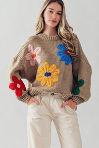 NEW Chunky Floral Sweater (M/L)