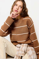 La Miel Brown Striped Sweater (L)