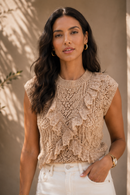 Camellia Crochet Knit Top (M)