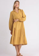 Umgee Mustard Gauze Midi Dress (M)