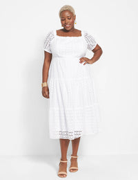 White Eyelet Square Neck Midi Dress (22)