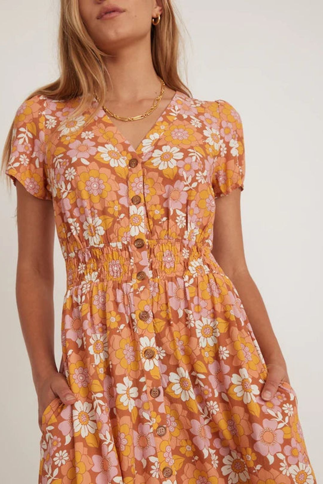 Marine Layer Colorful Floral Dress (L)