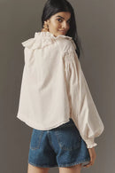 Anthropologie Striped Puff Sleeve Top (L)