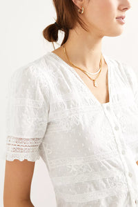 Anthropologie White Floral Button Up (6)