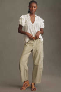 Maeve Ruffle Short Sleeve Blouse (S)