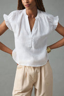 Anthropologie Linen V Neck Top (M)