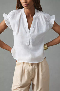 Anthropologie White Linen Top (S)