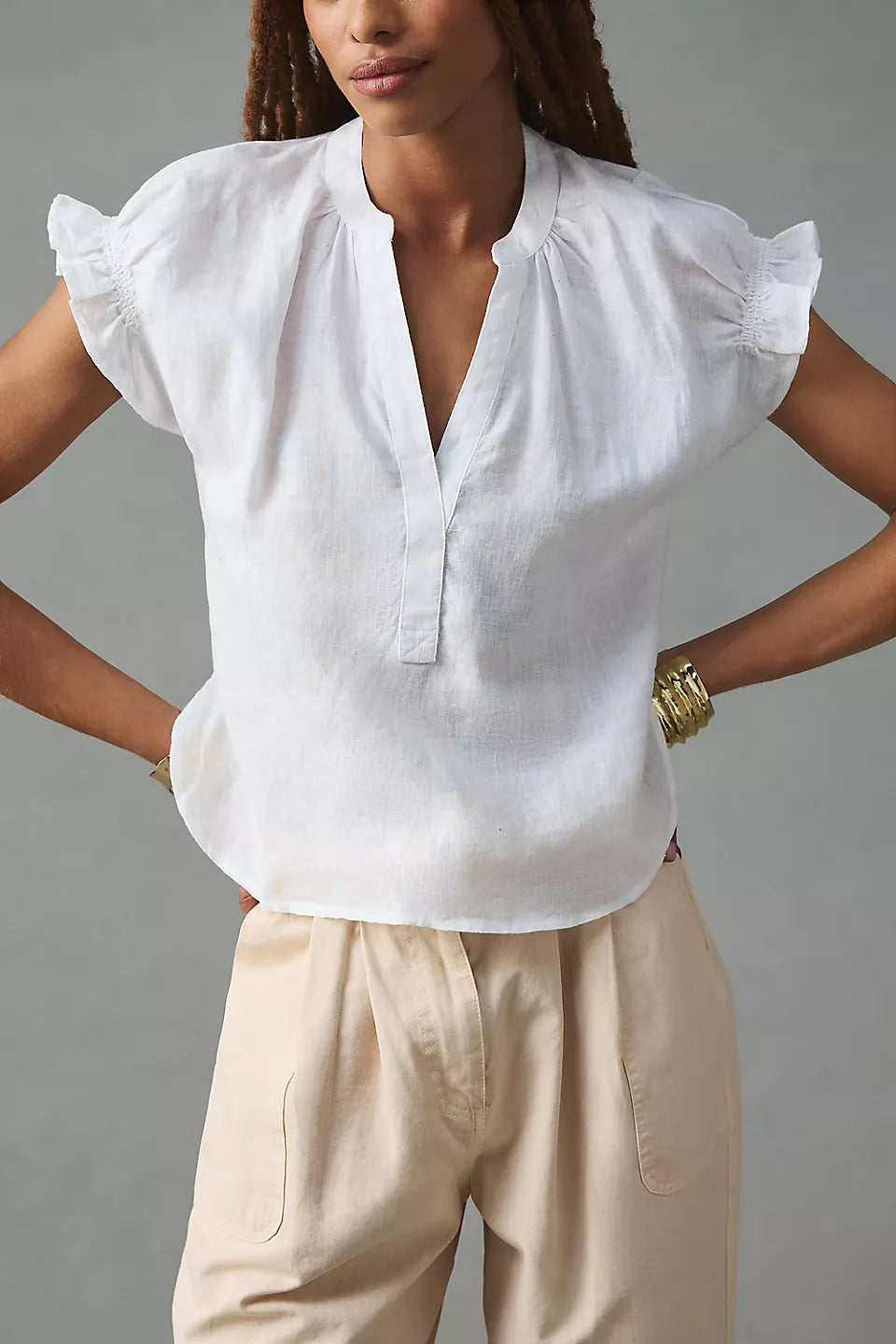 Anthropologie White Linen Top (S)