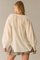 Anthropologie Pilcro Puff Sleeve Blouse (M)