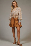 Anthropologie Floral Tasseled Blouse (S)