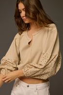 Pilcro Eyelet Puff Sleeve Top (S)