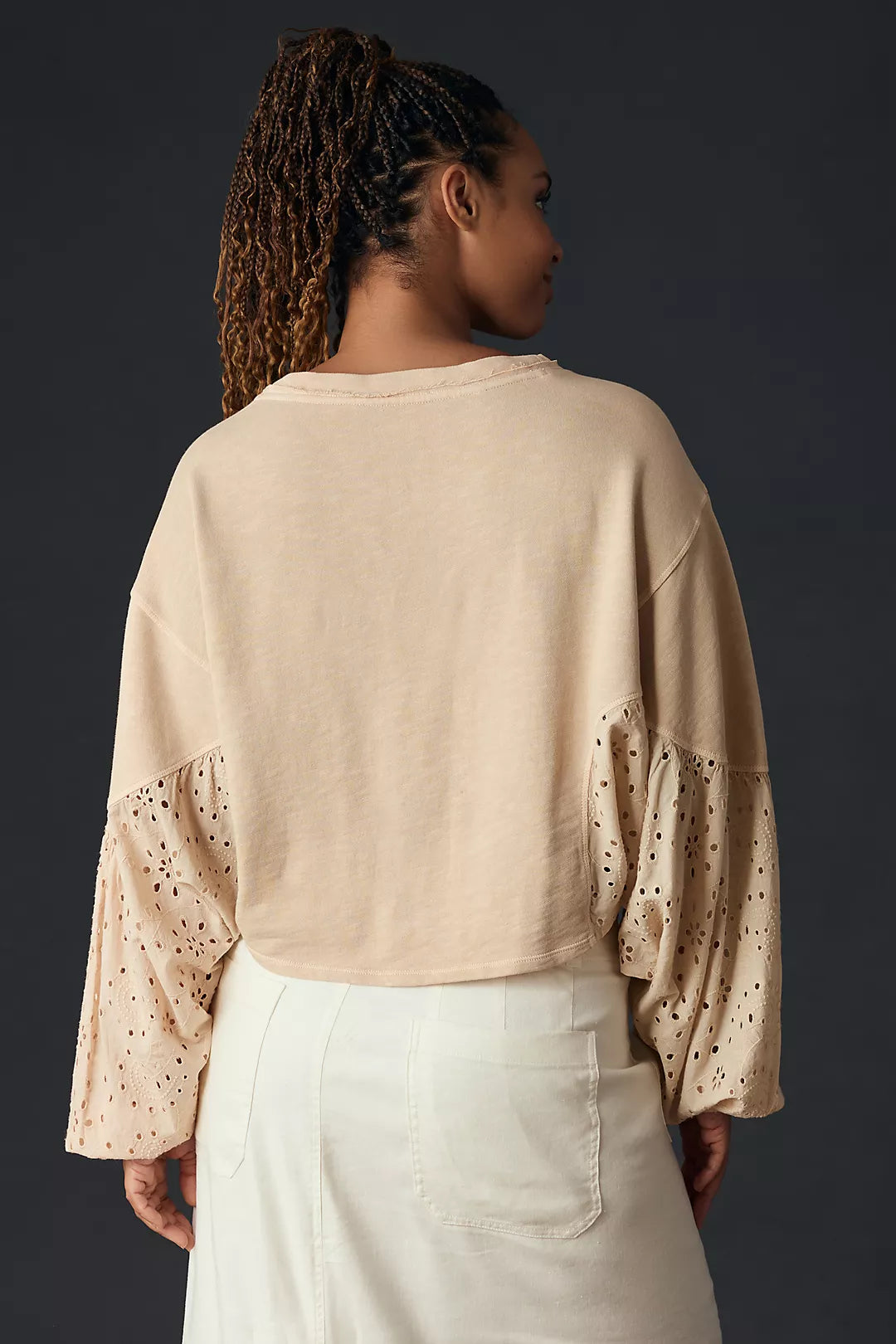 Pilcro Eyelet Puff Sleeve Top (S)