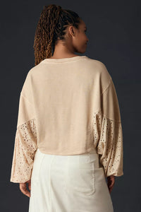 Pilcro Eyelet Puff Sleeve Top (S)