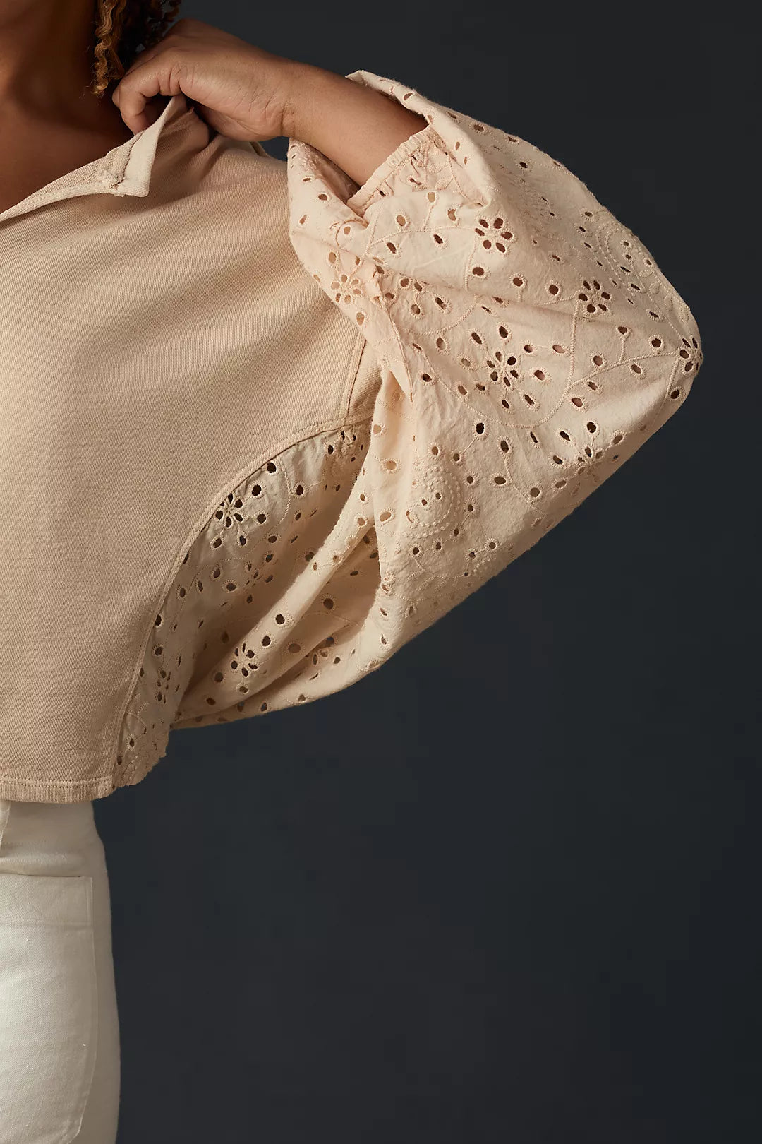 Pilcro Eyelet Puff Sleeve Top (S)