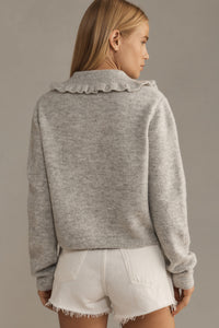 Self Contrast Collared Cardigan Sweater (L)