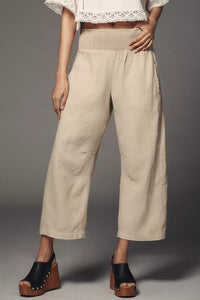 Anthropologie Linen Barrel Pants (M)