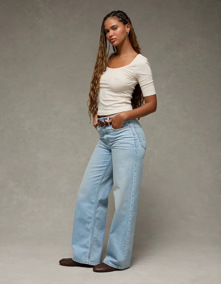 NEW Light Wash Baggy Straight Jeans (18s)