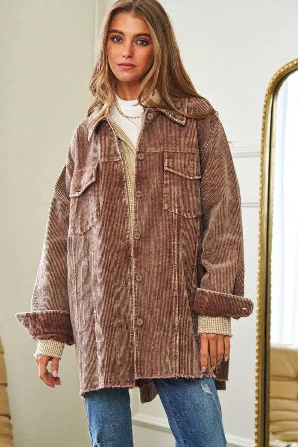 POL Distressed Corduroy Jacket (S)