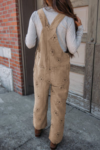 Neutral Floral Corduroy Overalls (L)