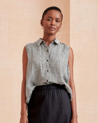 Eileen Fisher Gingham Linen Tank (M)