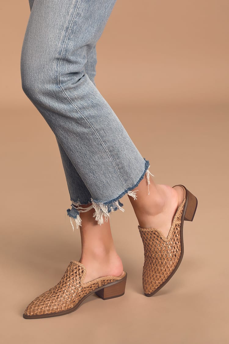 Brown Woven Mules (8)