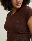Aerie Brown Lace Short Sleeve Tee (M)
