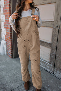 Neutral Floral Corduroy Overalls (L)