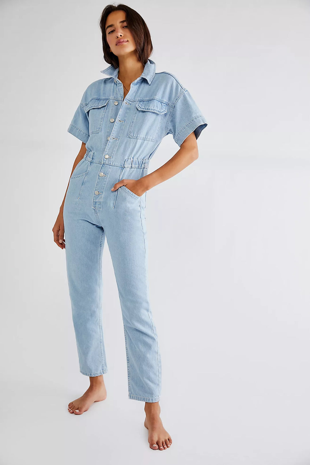 Free People Denim Jumpsuit (XS)