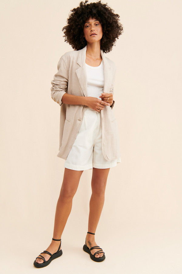 Free People Oversized Linen Blend Blazer (XS)