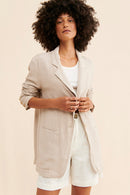 Free People Oversized Linen Blend Blazer (XS)