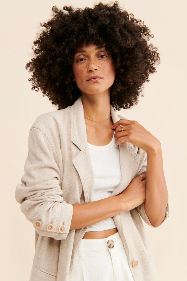 Free People Oversized Linen Blend Blazer (XS)
