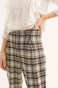 Free People Plaid Straight Pants (S)