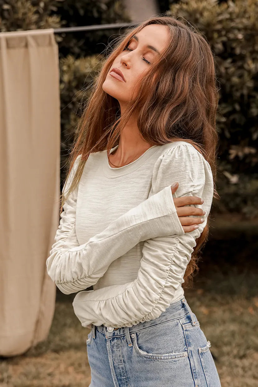 Free People Ruched Sleeve Top (S)