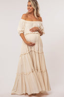 Cream Tiered Maxi Dress (S)