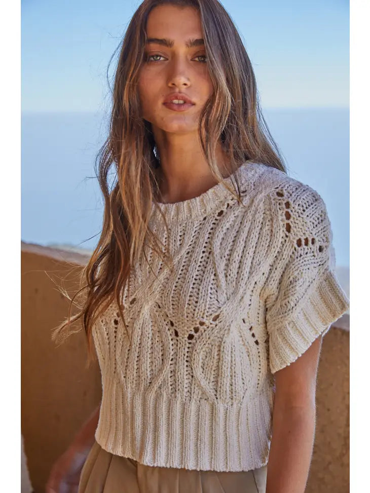 By Together Cable Knit Crop Sweater (S)