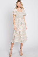 Colorful Floral Midi Dress (S)